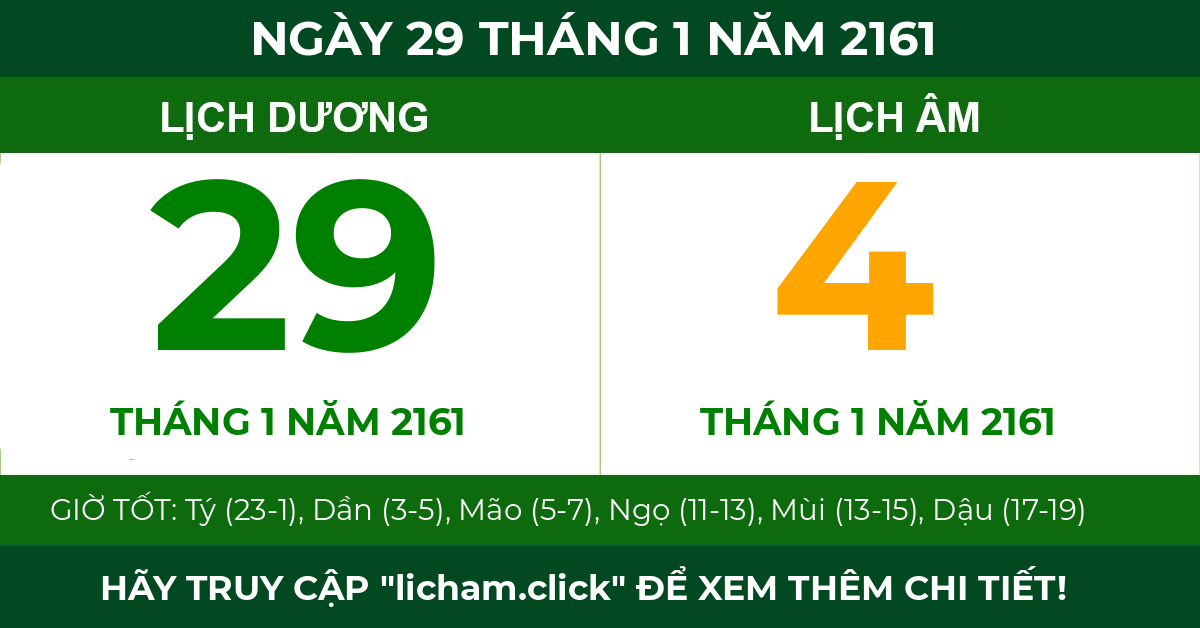 lịch âm ngày 29 tháng 1 năm 2161
