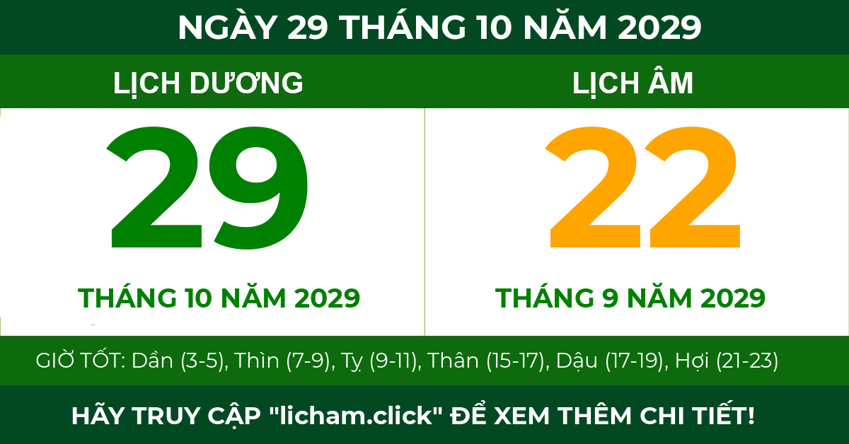 lịch âm ngày 29 tháng 10 năm 2029