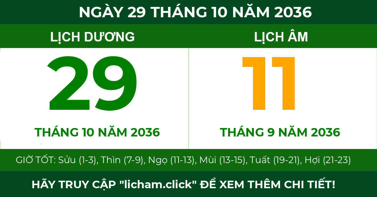 lịch âm ngày 29 tháng 10 năm 2036