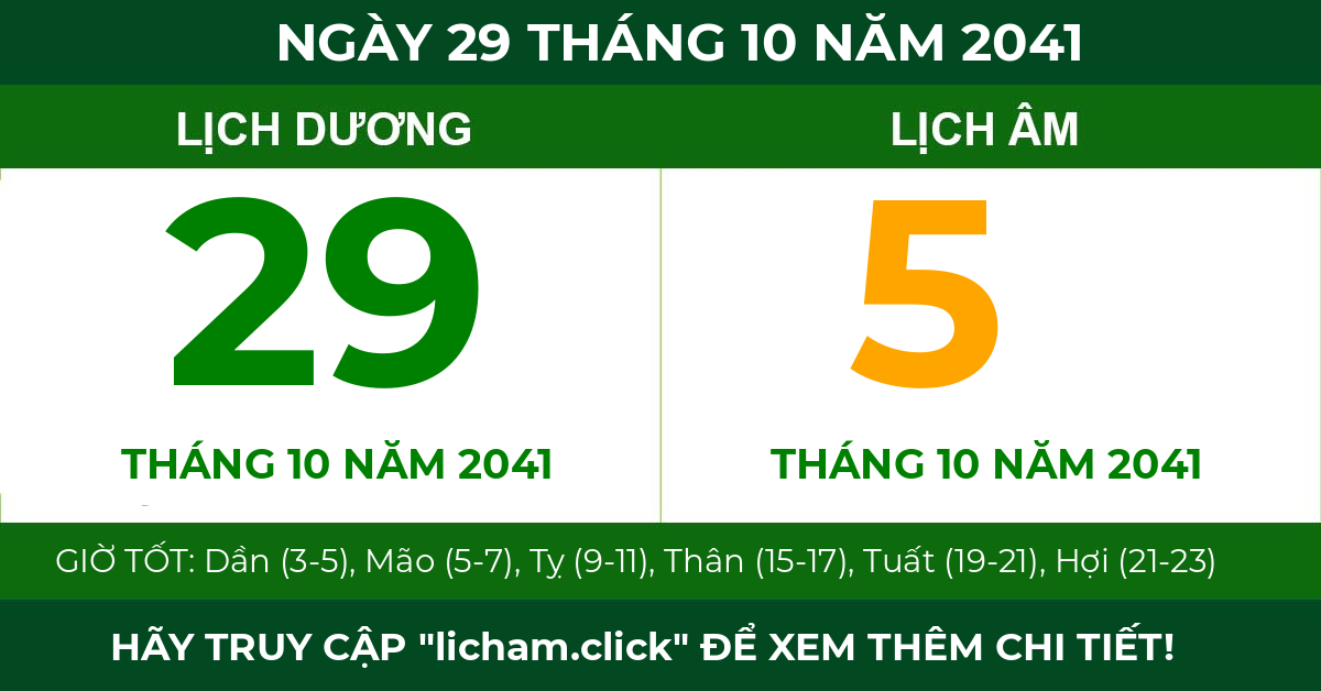 lịch âm ngày 29 tháng 10 năm 2041