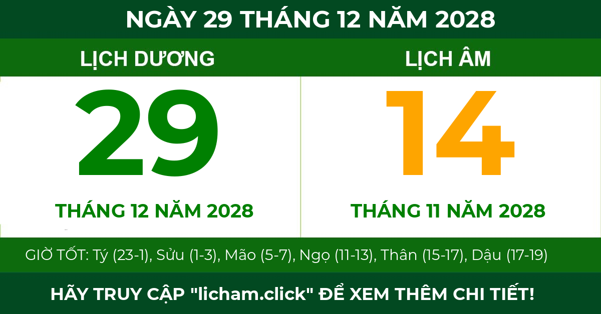 lịch âm ngày 29 tháng 12 năm 2028