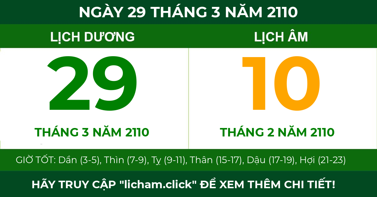 lịch âm ngày 29 tháng 3 năm 2110