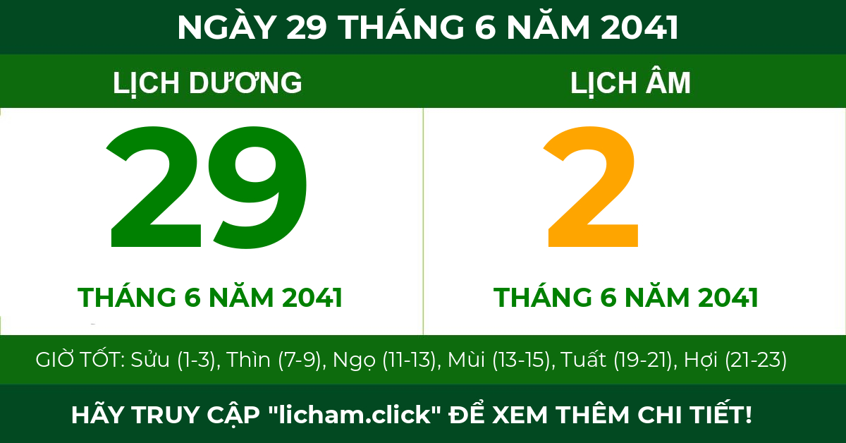 lịch âm ngày 29 tháng 6 năm 2041