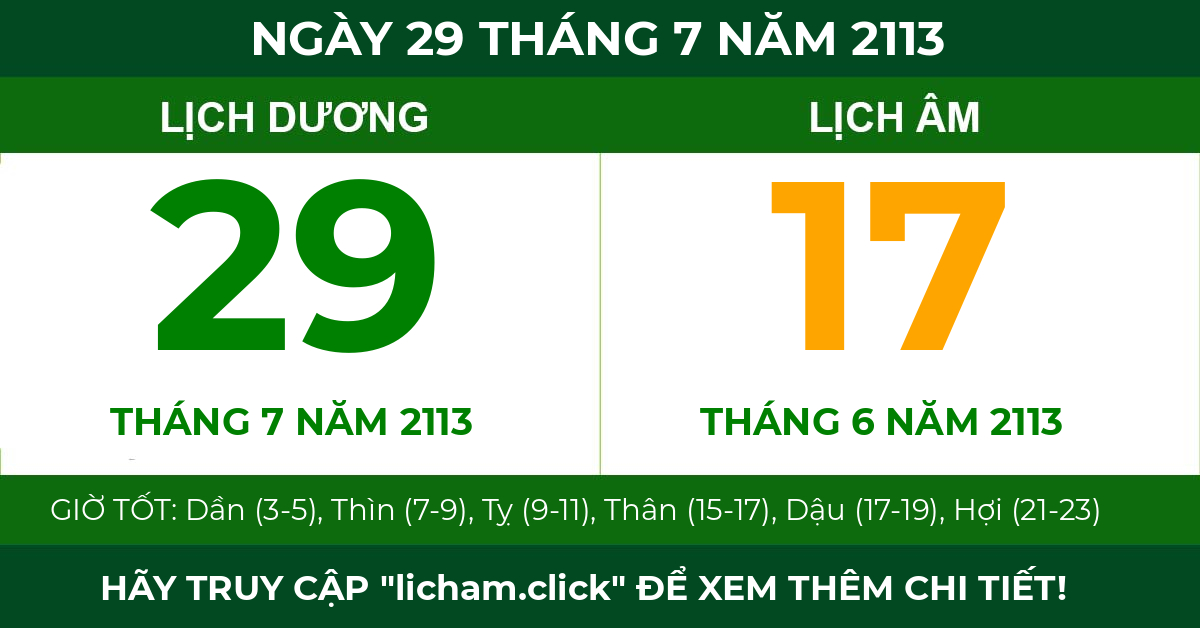 lịch âm ngày 29 tháng 7 năm 2113