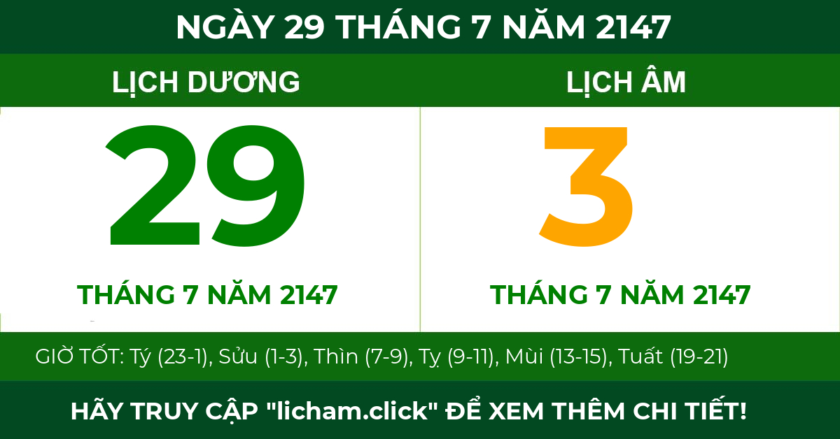 lịch âm ngày 29 tháng 7 năm 2147