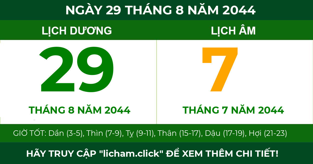lịch âm ngày 29 tháng 8 năm 2044