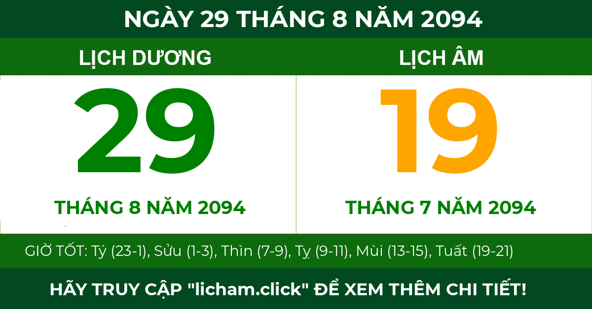 lịch âm ngày 29 tháng 8 năm 2094