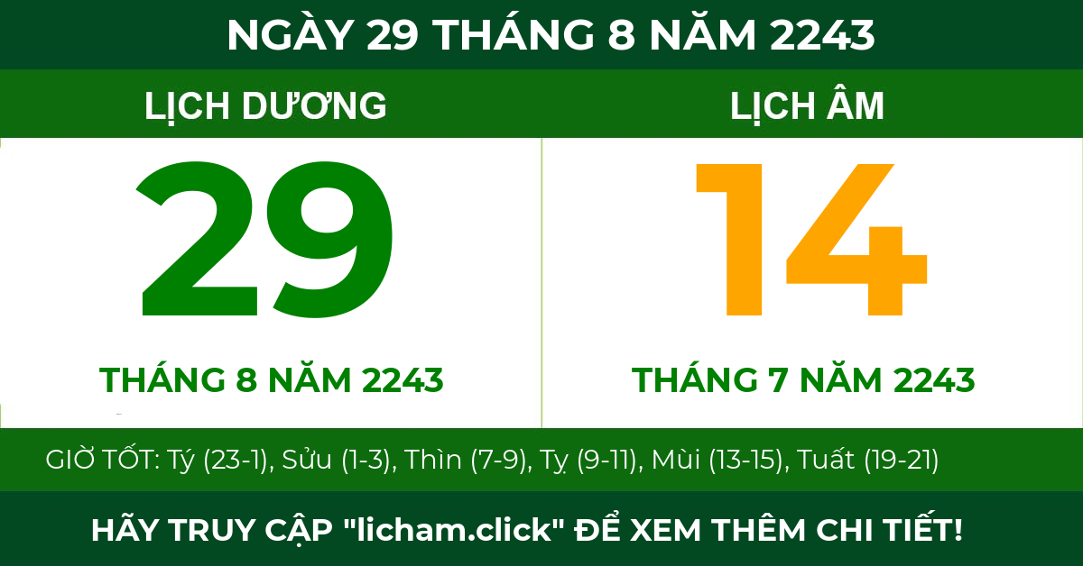 lịch âm ngày 29 tháng 8 năm 2243