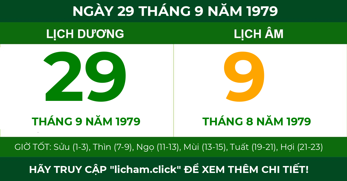 lịch âm ngày 29 tháng 9 năm 1979