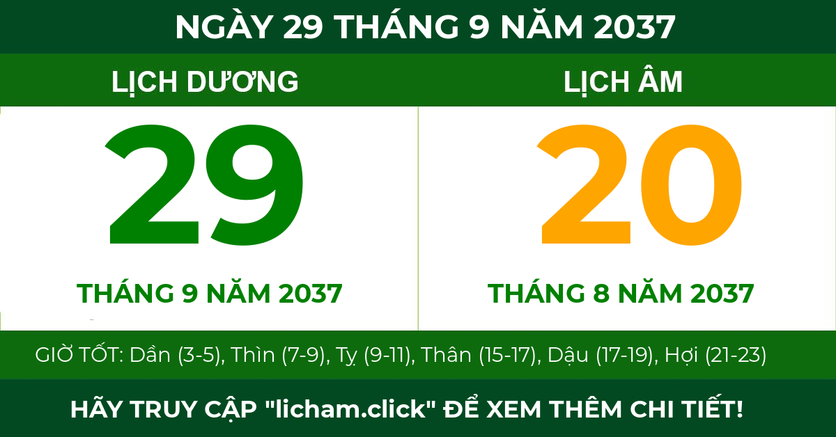 lịch âm ngày 29 tháng 9 năm 2037