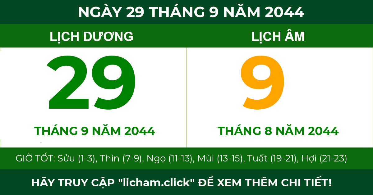 lịch âm ngày 29 tháng 9 năm 2044