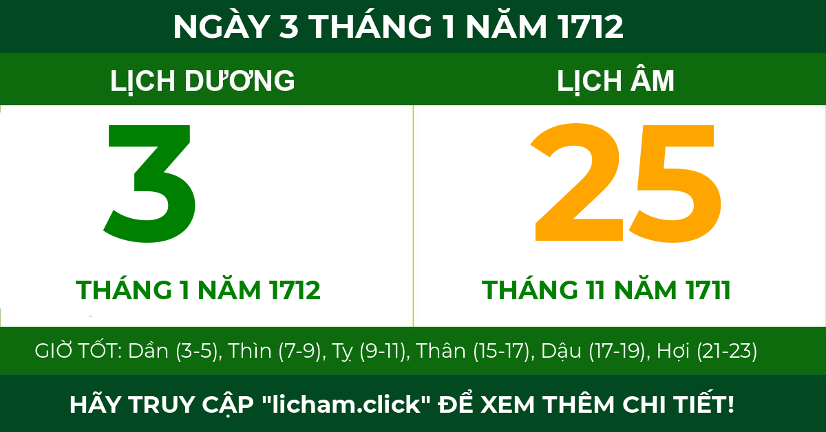 lịch âm ngày 3 tháng 1 năm 1712