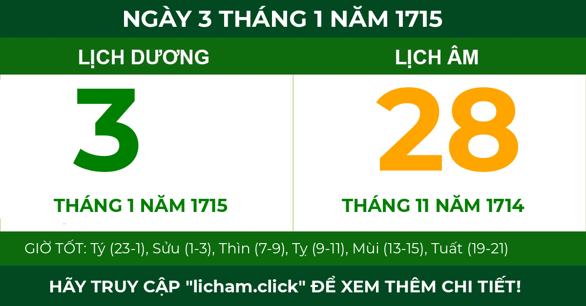 lịch âm ngày 3 tháng 1 năm 1715