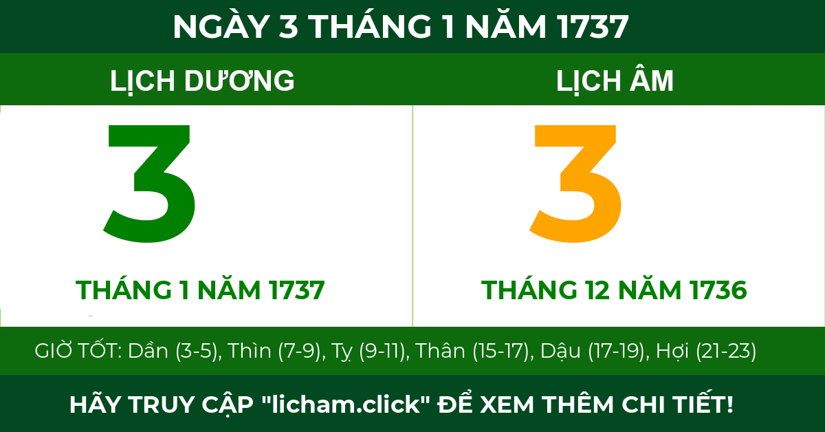 lịch âm ngày 3 tháng 1 năm 1737