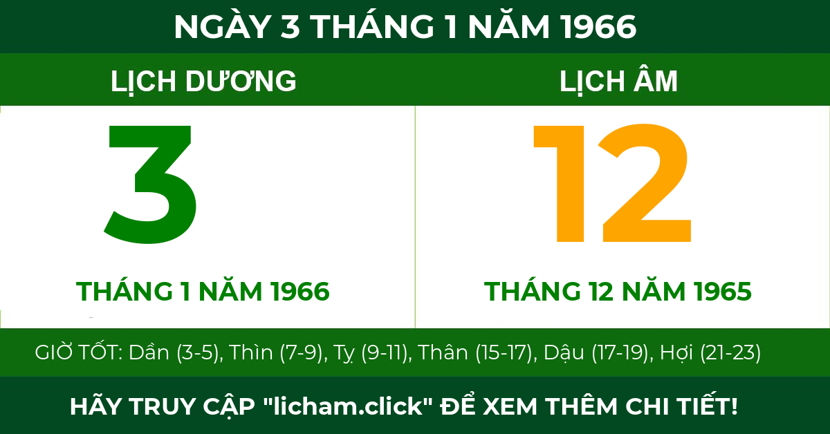 lịch âm ngày 3 tháng 1 năm 1966