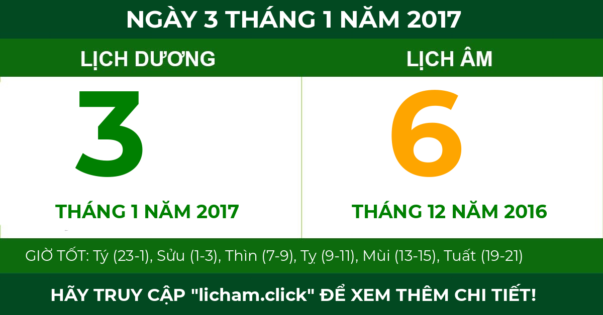 lịch âm ngày 3 tháng 1 năm 2017