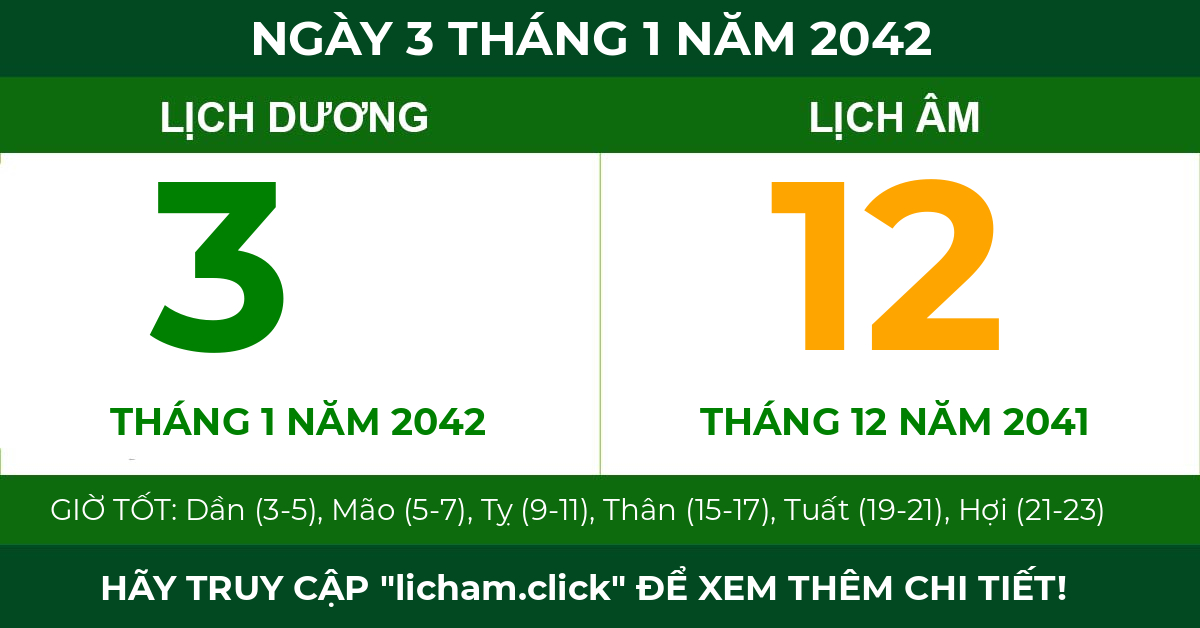 lịch âm ngày 3 tháng 1 năm 2042