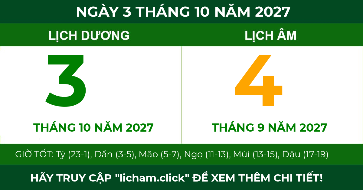 lịch âm ngày 3 tháng 10 năm 2027