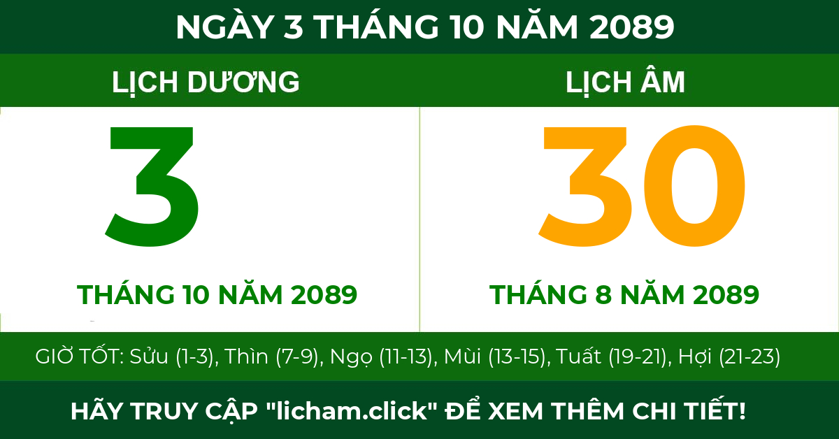 lịch âm ngày 3 tháng 10 năm 2089