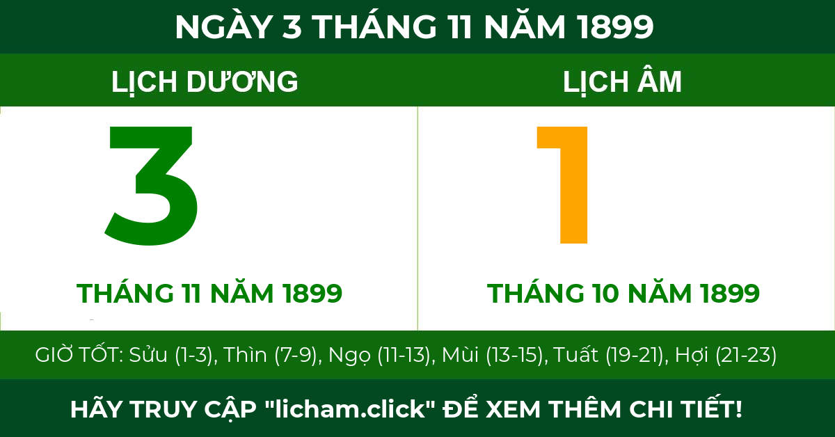 lịch âm ngày 3 tháng 11 năm 1899