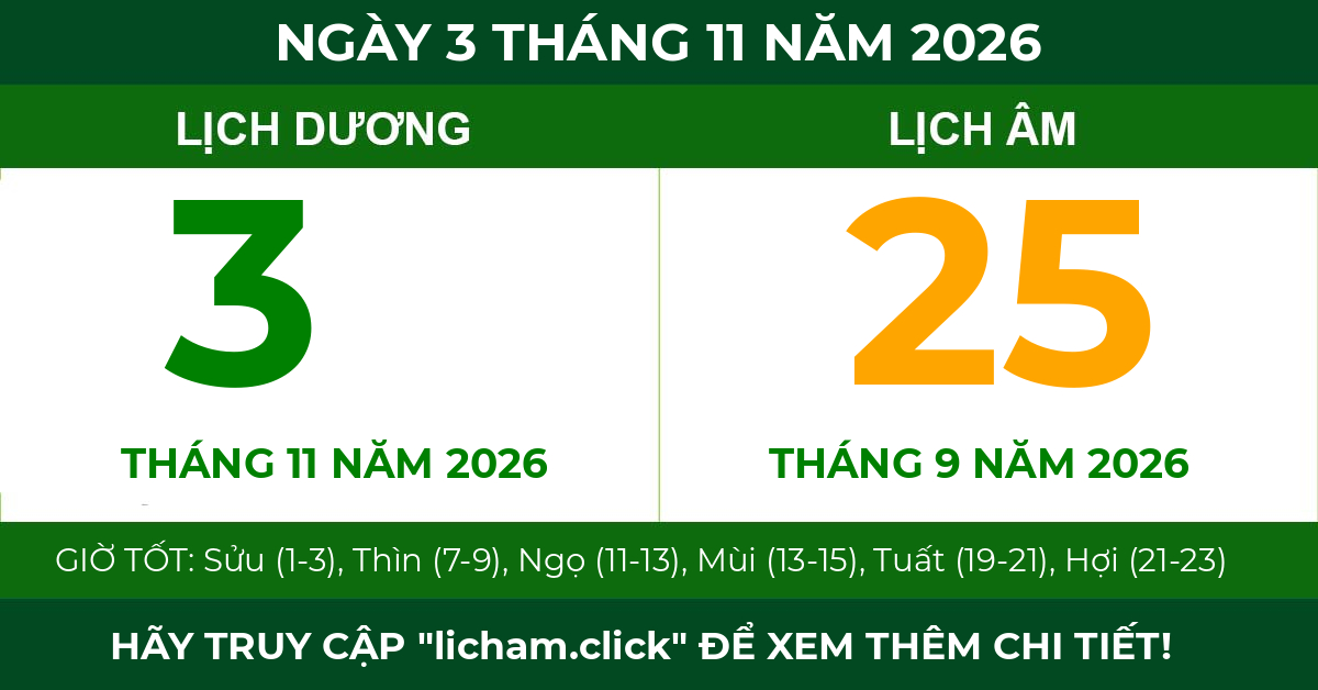 lịch âm ngày 3 tháng 11 năm 2026