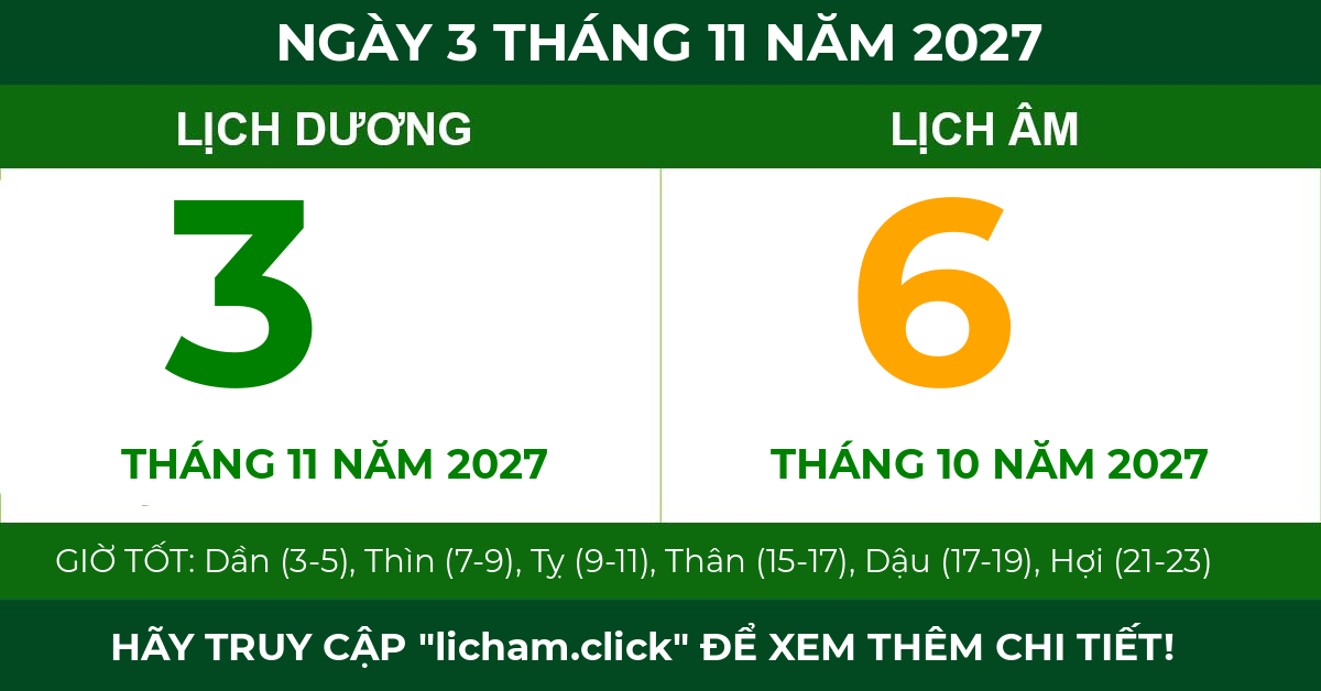 lịch âm ngày 3 tháng 11 năm 2027