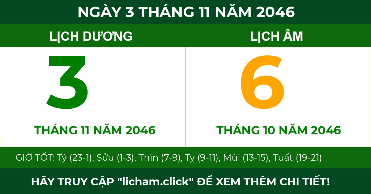 lịch âm ngày 3 tháng 11 năm 2046