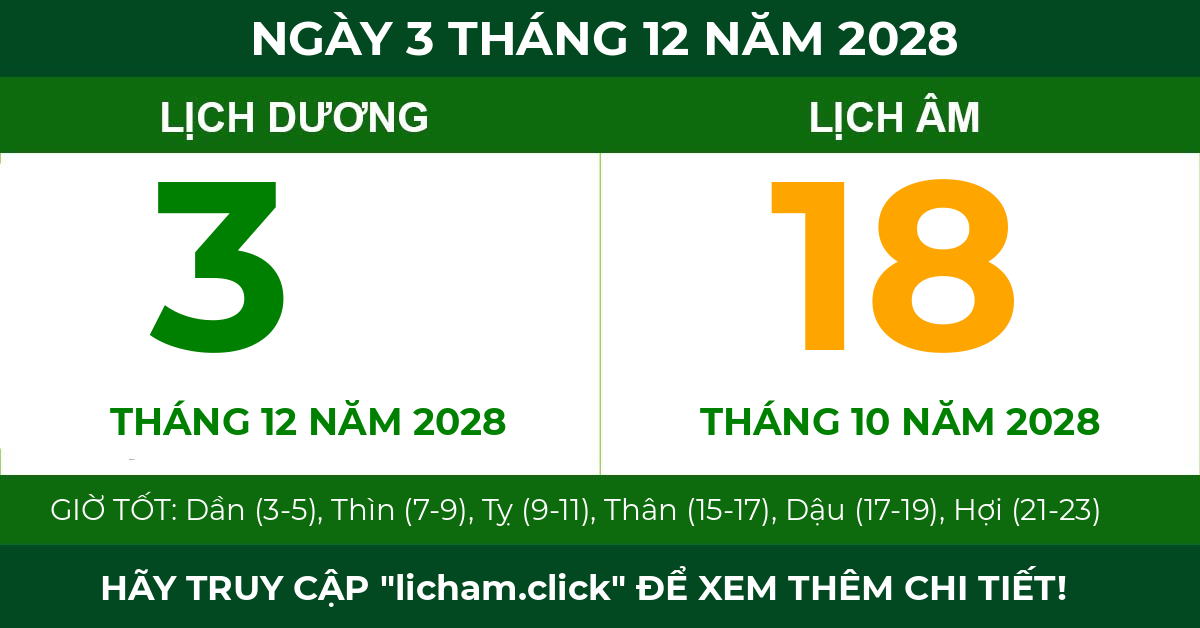 lịch âm ngày 3 tháng 12 năm 2028