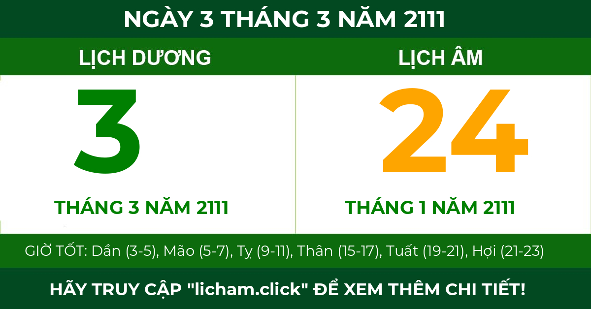 lịch âm ngày 3 tháng 3 năm 2111