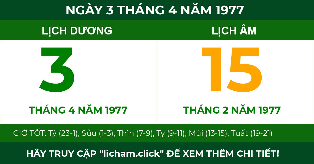 lịch âm ngày 3 tháng 4 năm 1977