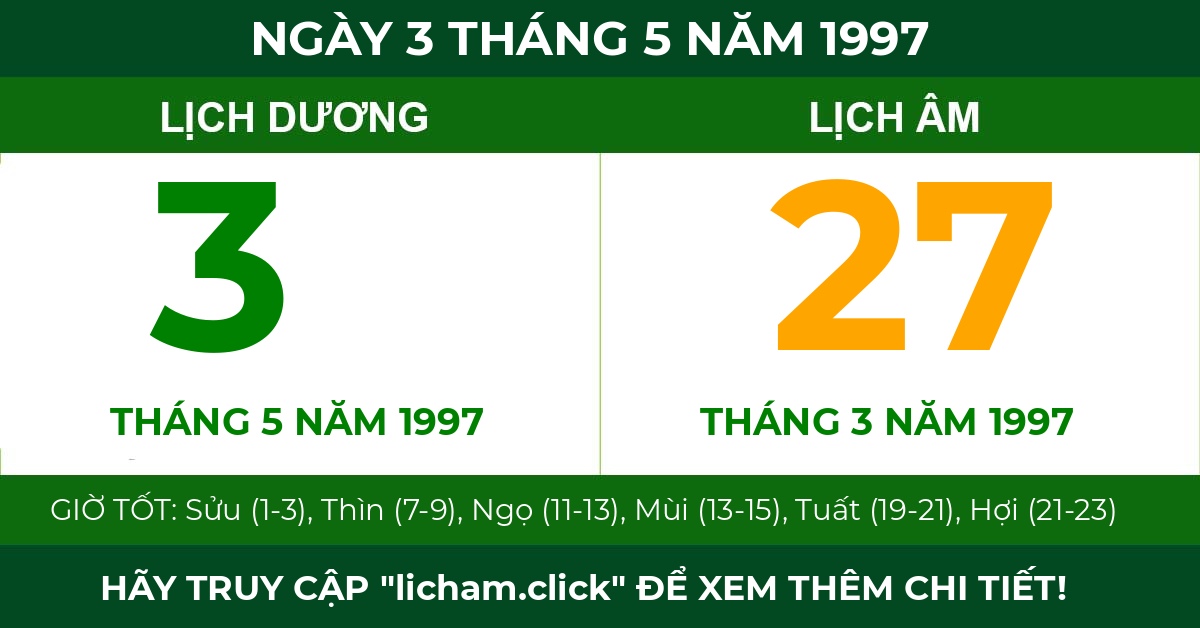 lịch âm ngày 3 tháng 5 năm 1997
