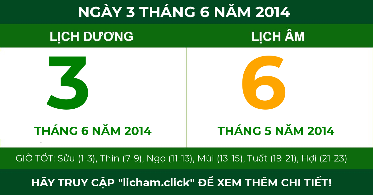 lịch âm ngày 3 tháng 6 năm 2014