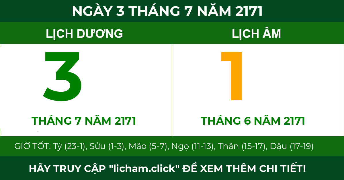 lịch âm ngày 3 tháng 7 năm 2171