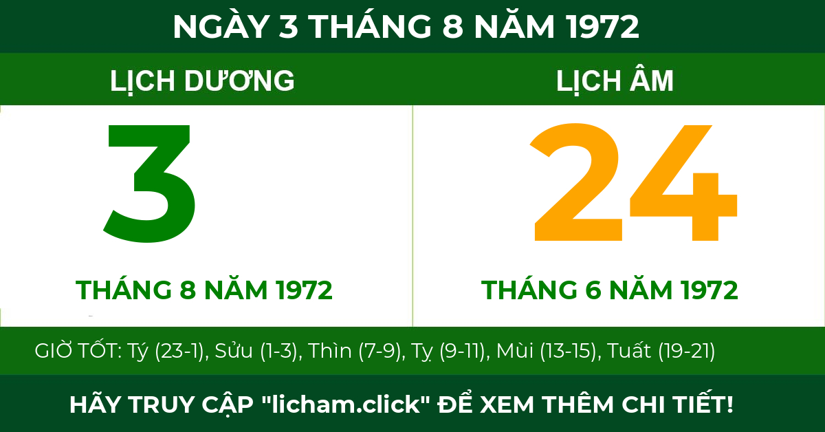 lịch âm ngày 3 tháng 8 năm 1972