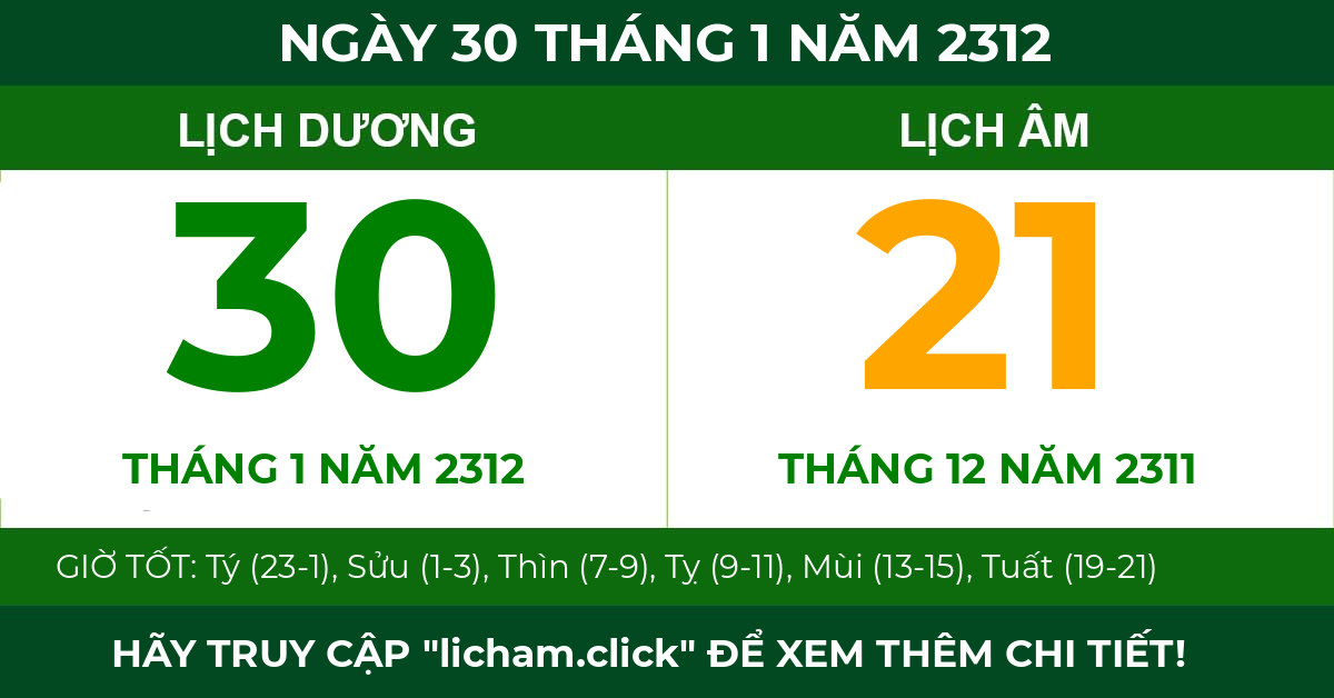 lịch âm ngày 30 tháng 1 năm 2312