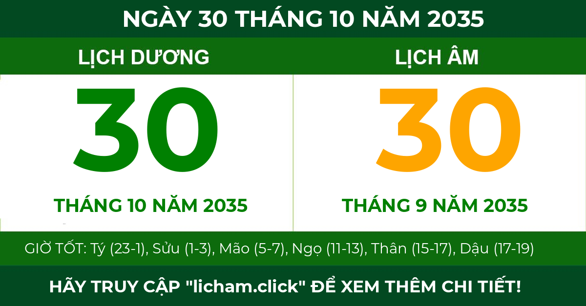 lịch âm ngày 30 tháng 10 năm 2035