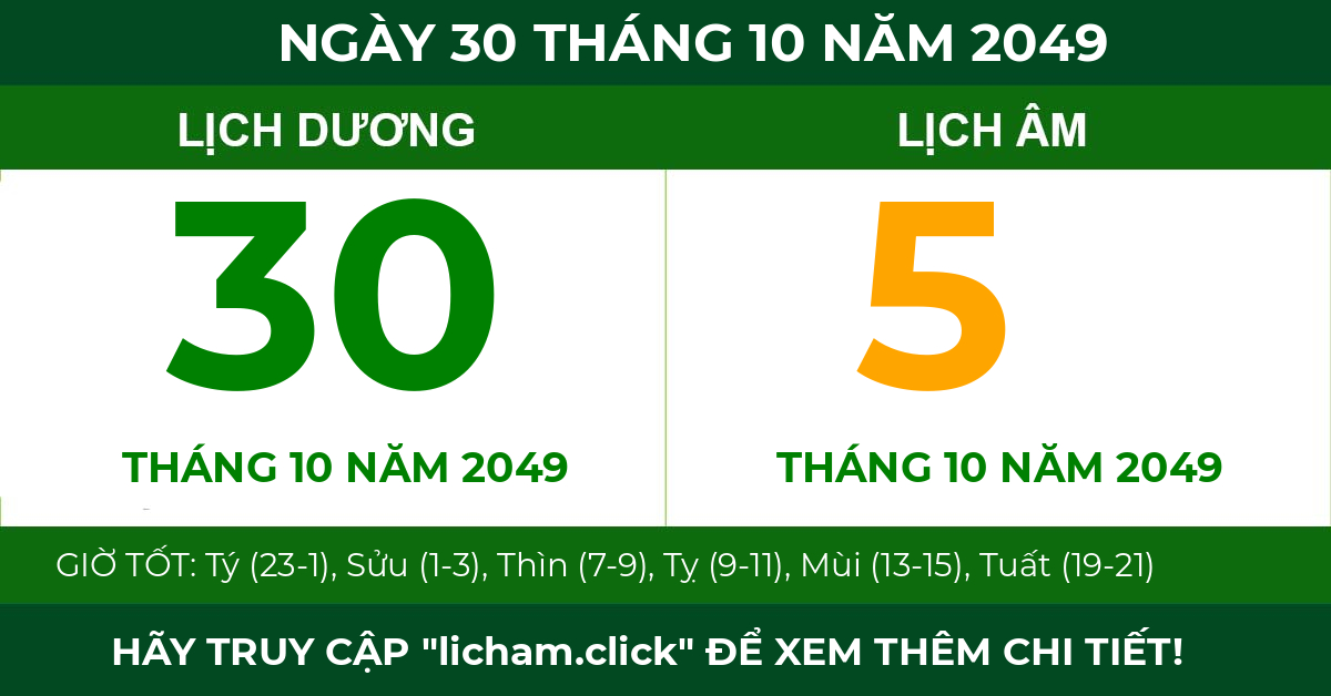lịch âm ngày 30 tháng 10 năm 2049