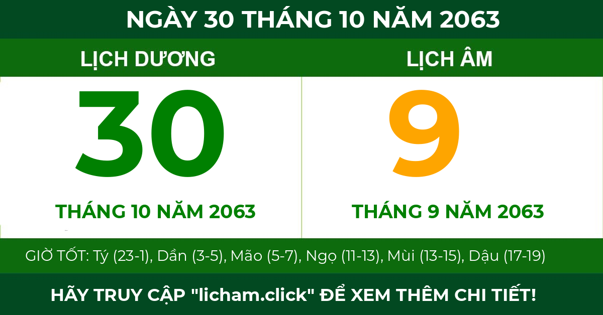 lịch âm ngày 30 tháng 10 năm 2063