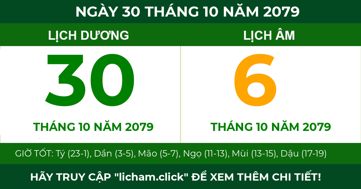 lịch âm ngày 30 tháng 10 năm 2079