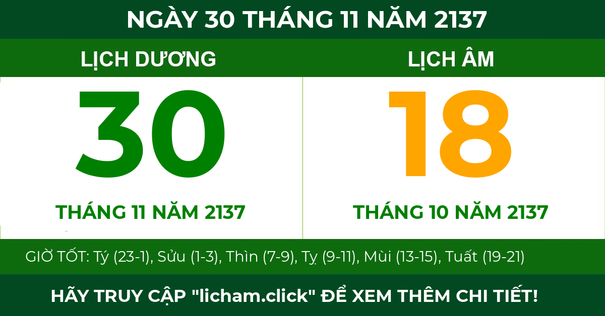 lịch âm ngày 30 tháng 11 năm 2137