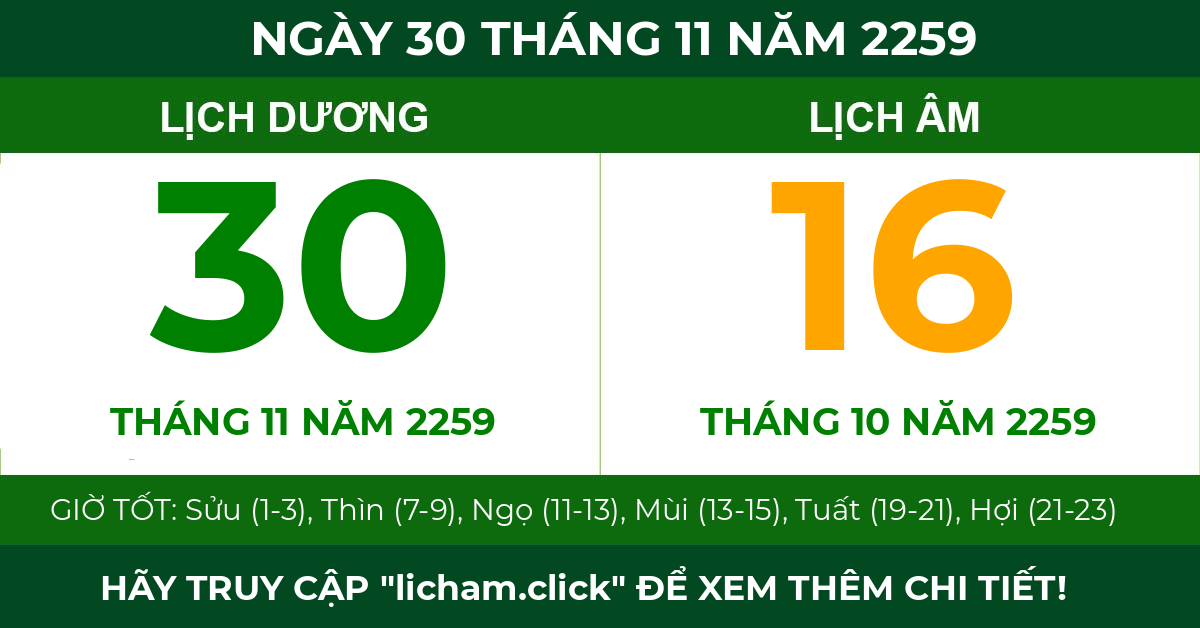 lịch âm ngày 30 tháng 11 năm 2259