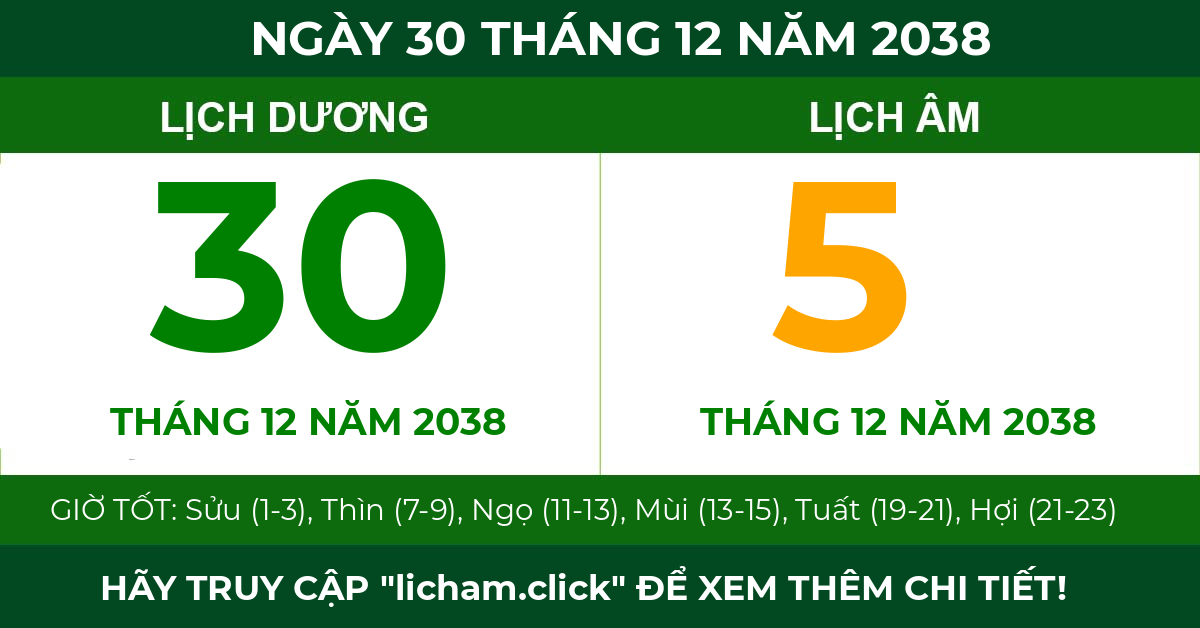 lịch âm ngày 30 tháng 12 năm 2038