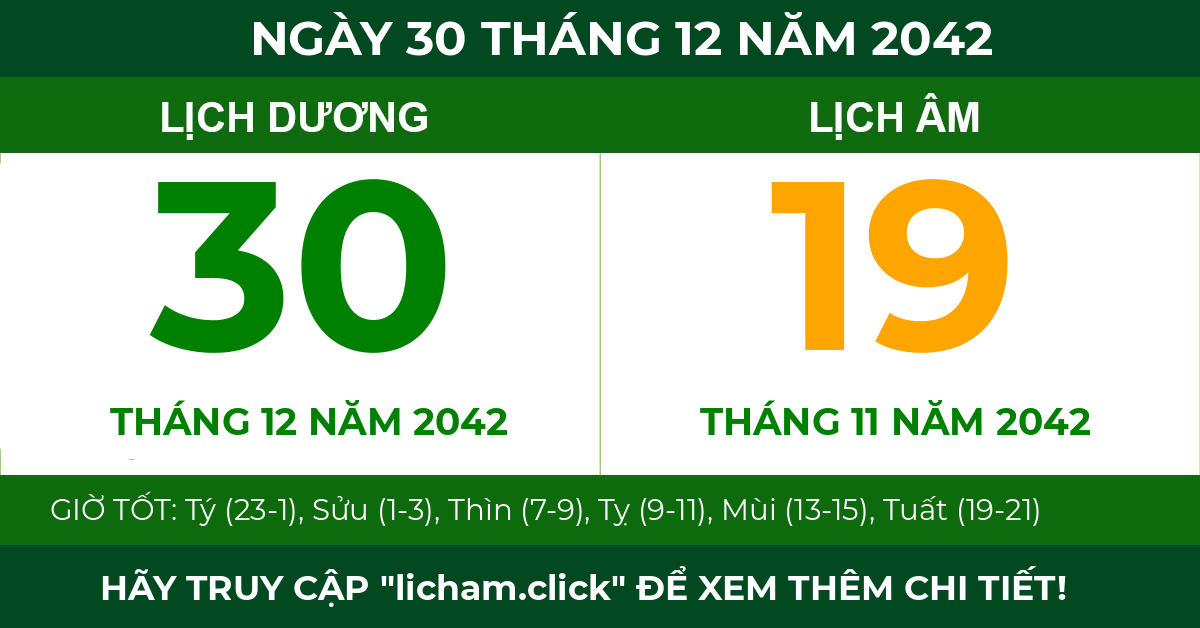 lịch âm ngày 30 tháng 12 năm 2042