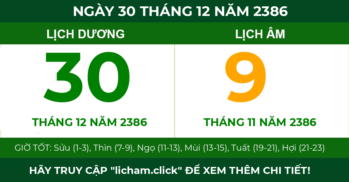 lịch âm ngày 30 tháng 12 năm 2386