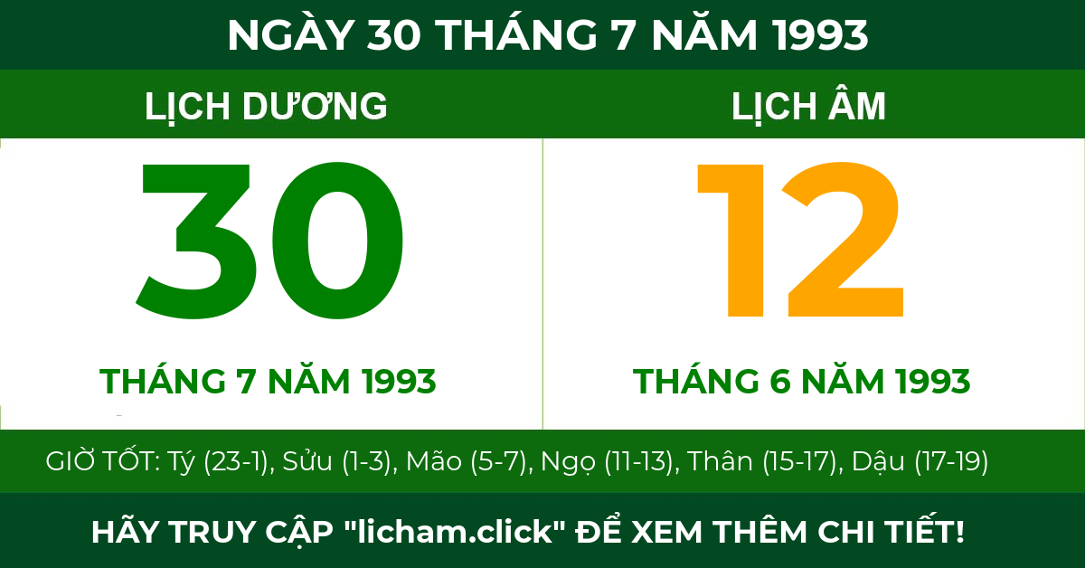 lịch âm ngày 30 tháng 7 năm 1993