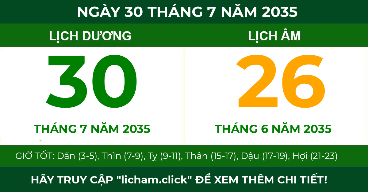 lịch âm ngày 30 tháng 7 năm 2035