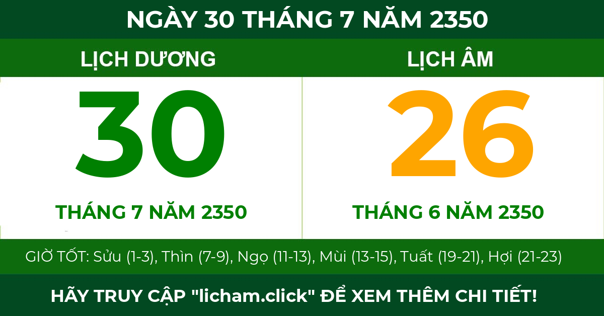 lịch âm ngày 30 tháng 7 năm 2350