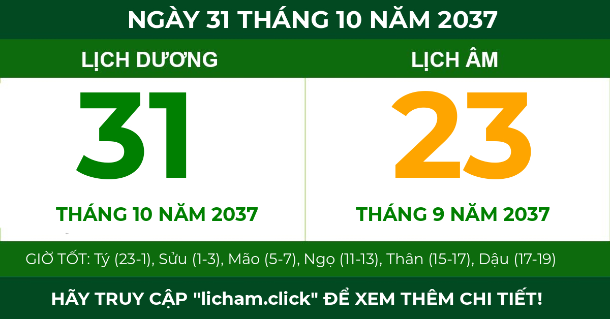 lịch âm ngày 31 tháng 10 năm 2037