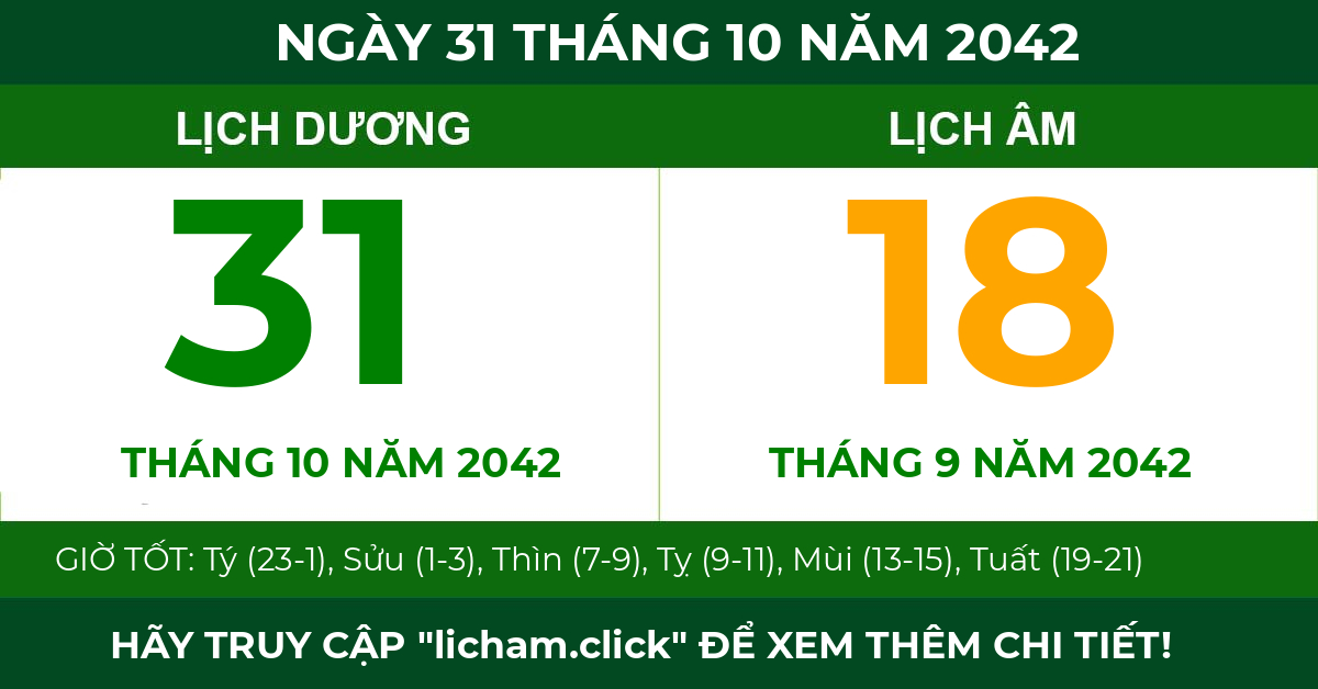 lịch âm ngày 31 tháng 10 năm 2042