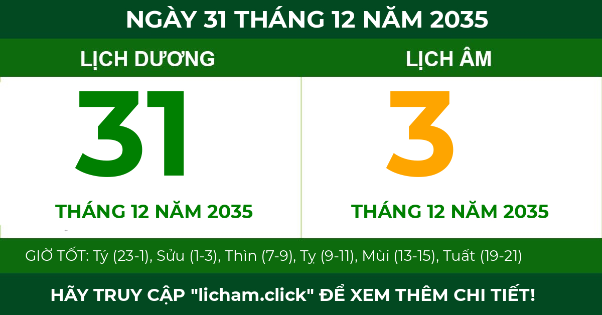 lịch âm ngày 31 tháng 12 năm 2035